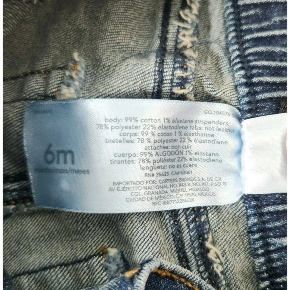 Carter's Denim Jeans with Adjustable Suspender Attached Size 6 Months‎